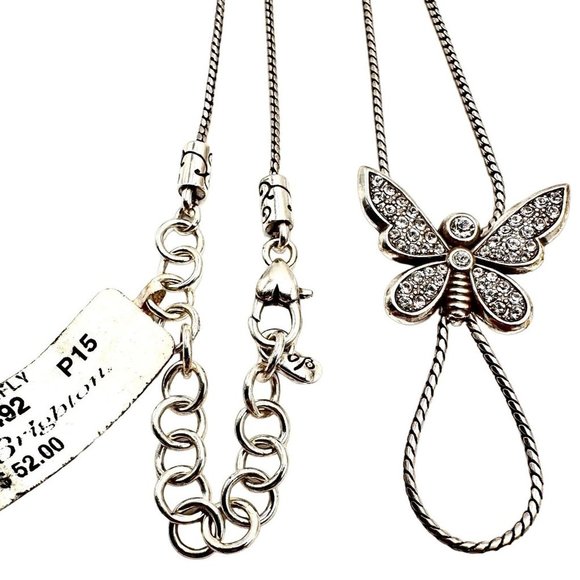 Brighton Silver Plated Butterfly Crystal Pendant 20 - 22 Inch Necklace - Picture 1 of 3